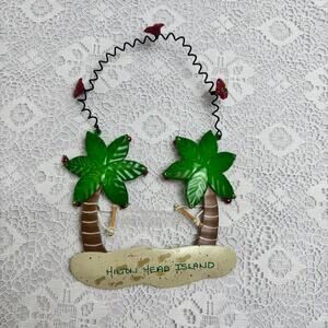 Vintage Hilton Head Island Palm Tree Swing Metal Hanging Souvenir Wall Decor